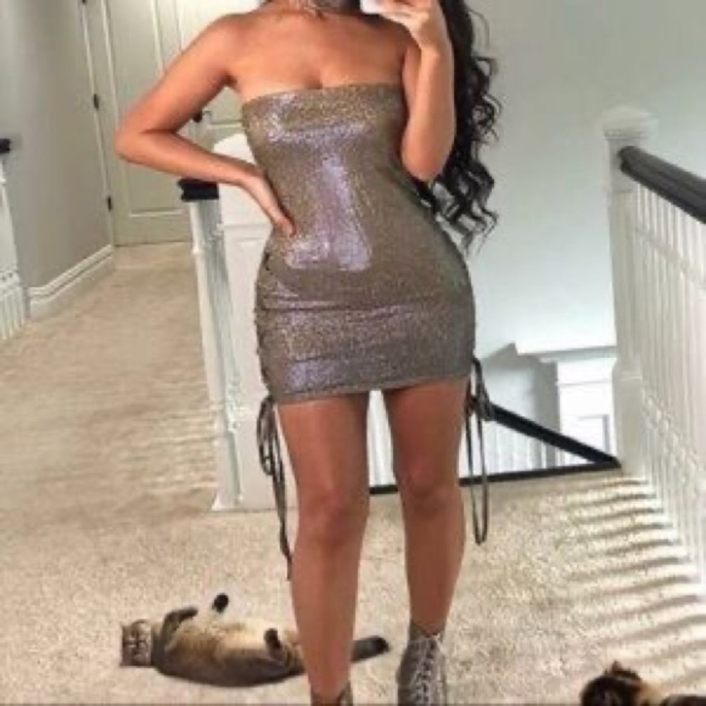 NWT Carli Bybel Glitter Bandaeu Dress Missguided Collection
